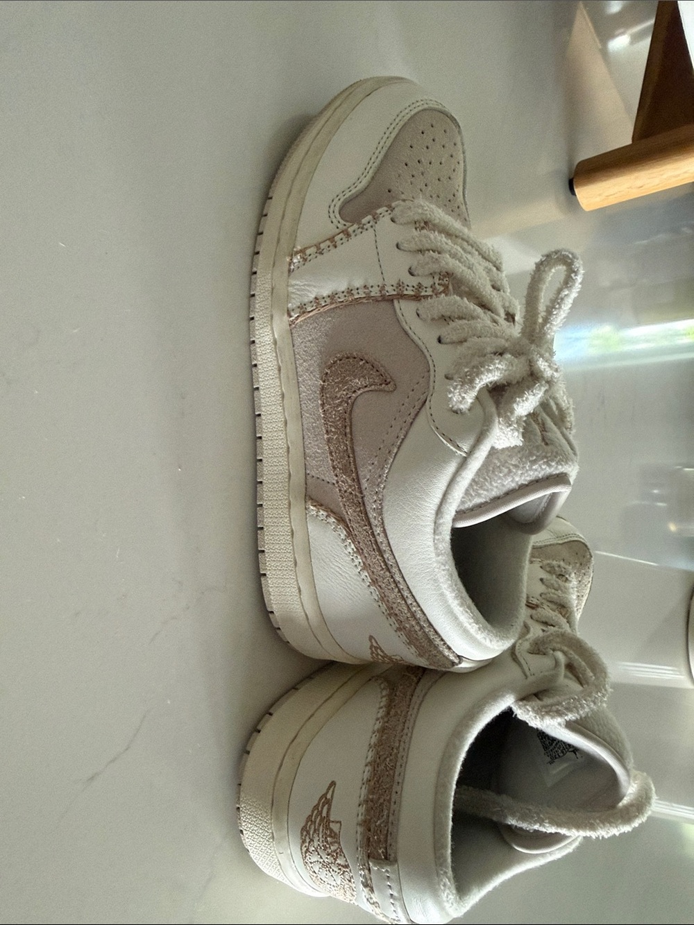 Woman Nike Jordan Low-Top Sneakers in Cream and Light Taupe